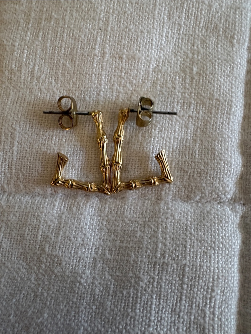 Anthropologie Gold Bamboo-Style Stud Earrings